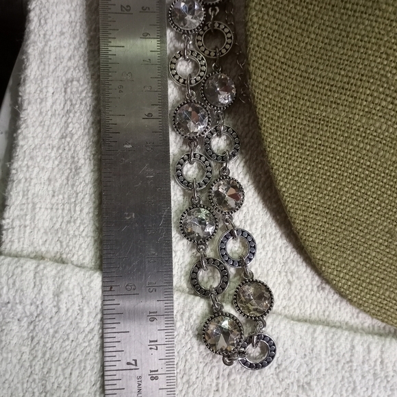 Silvertone Crystal Necklace choker collar - Picture 2 of 6